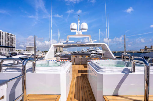 Motor Yacht A Place In The Sun upper deck with two jacuzzis