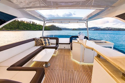 Motor Yacht Starting Over upper deck and seating area